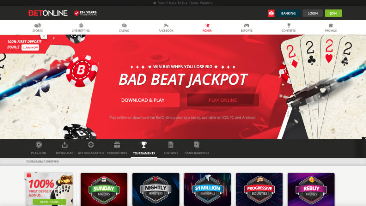 BetOnline Poker Home Page