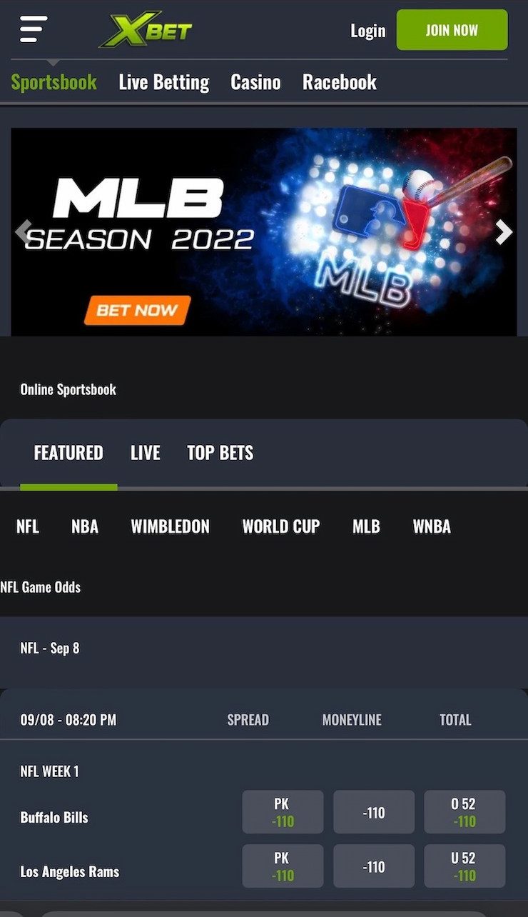 XBet Mobile Betting App homepage